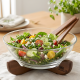 Glass Bowl & Wooden Base With 2 Wooden Spoons